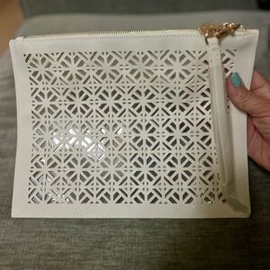 Tory Burch White Clutch/Beach Bag